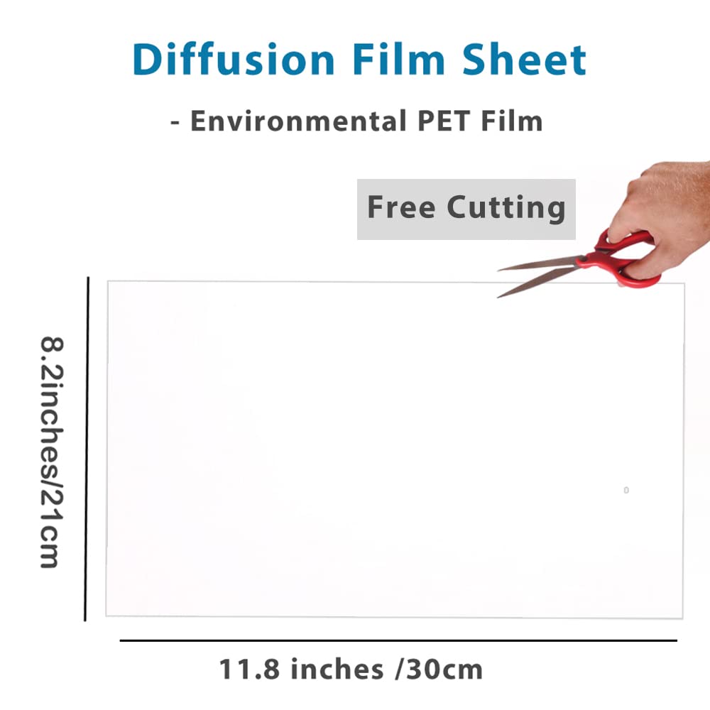 Luenir Adhesive Diffusion Film - Softening LED Lights Diffuser, 8.2x11.8in, White, PET, 3 Pack