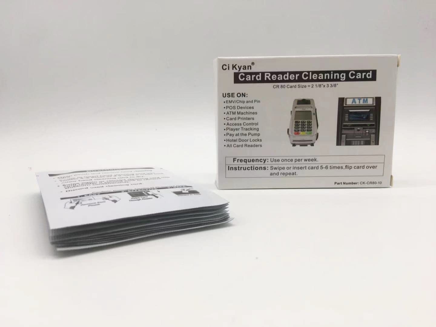 Cleansky Cr80 Cleaning Cards, Dual Side Card Reader Cleaner, Pos Swipe Terminal Cleaning Cards Ck Cr80 10 (10Pcs)