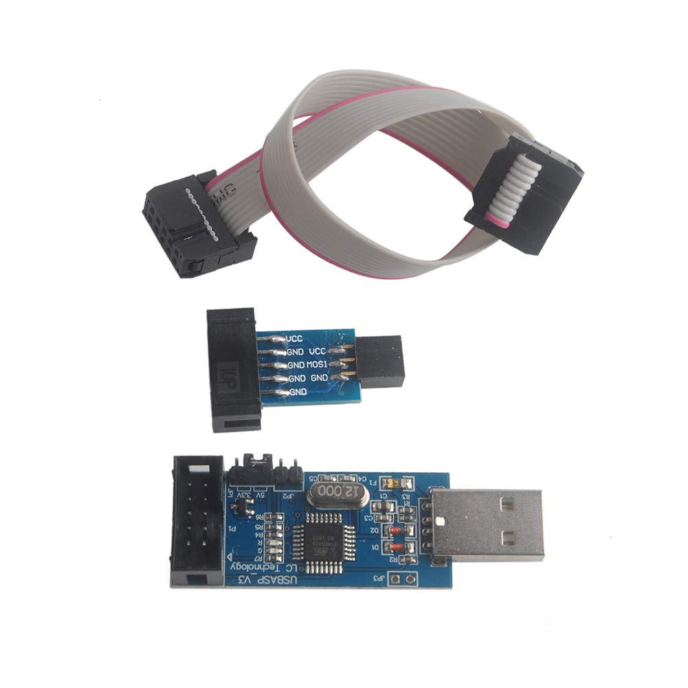 Geekstory for ATMEL 51 AVR USB ISP ASP Microcontroller Programmer Downloader with Cable + 10Pin to 6Pin Adapter Board for Ender 