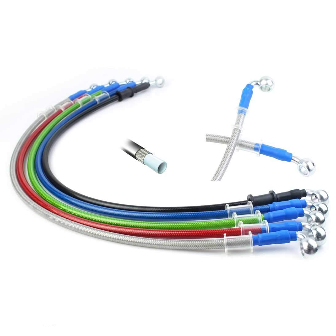 400-2400mm AN3 1/8inch 28 90 Degree M10 Motorcycle Hydraulic Brake Line Oil Hose Pipe Fitting Stainless Steel Braided for ATV Mo