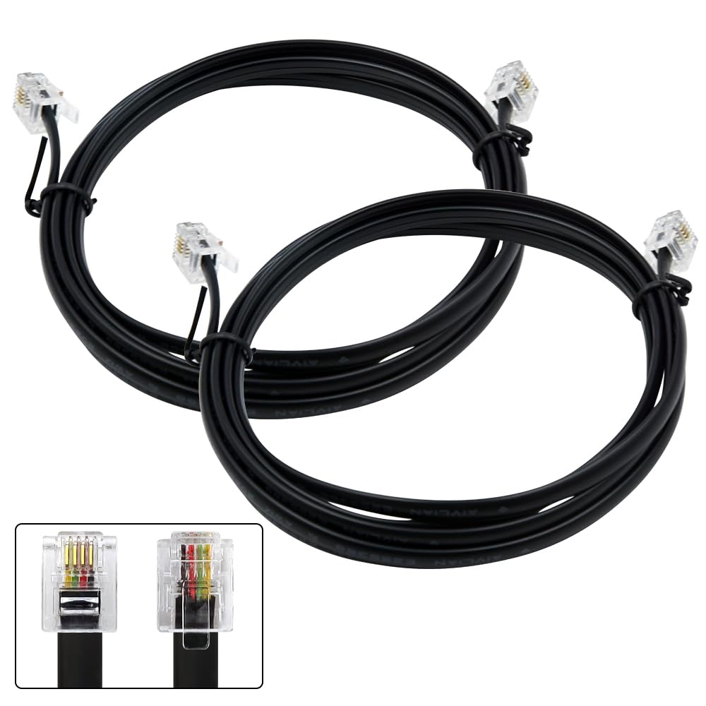 Xanham Phone Cable 6 Feet Telephone Line Cord With Rj11 6P4C Connectors For Landline Phone, Fax Machine And Modem, For Both In W