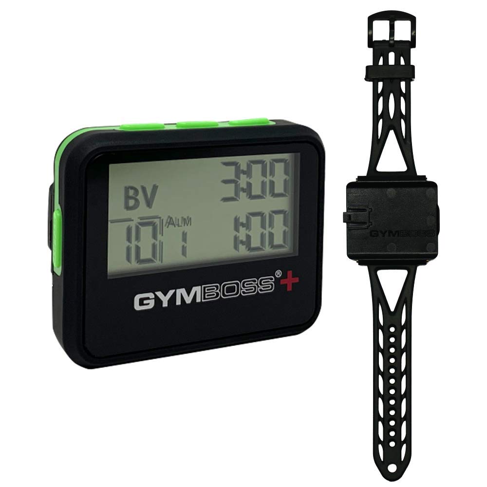 Gymboss Plus Interval Timer And Stopwatch And Gymboss Strap   Bundle (Black With Green Buttons)