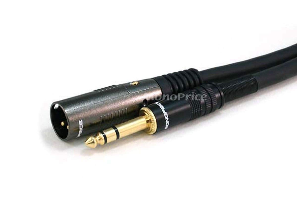 Monoprice Xlr Male To 1/4-Inch Trs Male Cable - 10 Feet - Black, 16Awg, Gold Plated - Premier Series