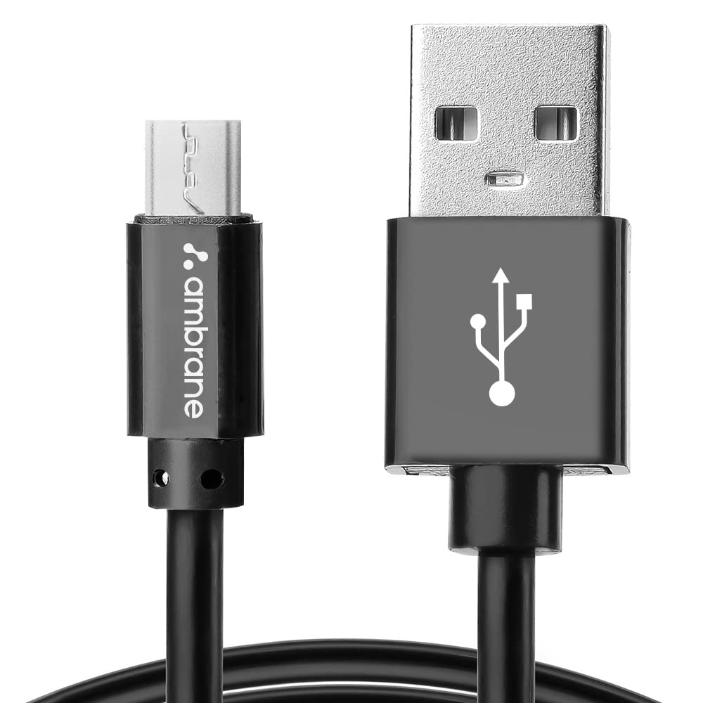 Ambrane 2.4A Fast Charging Output Cable with Micro to USB for Mobile, Neckband, True Wireless Earphone Charging, 480mbps Data Sy