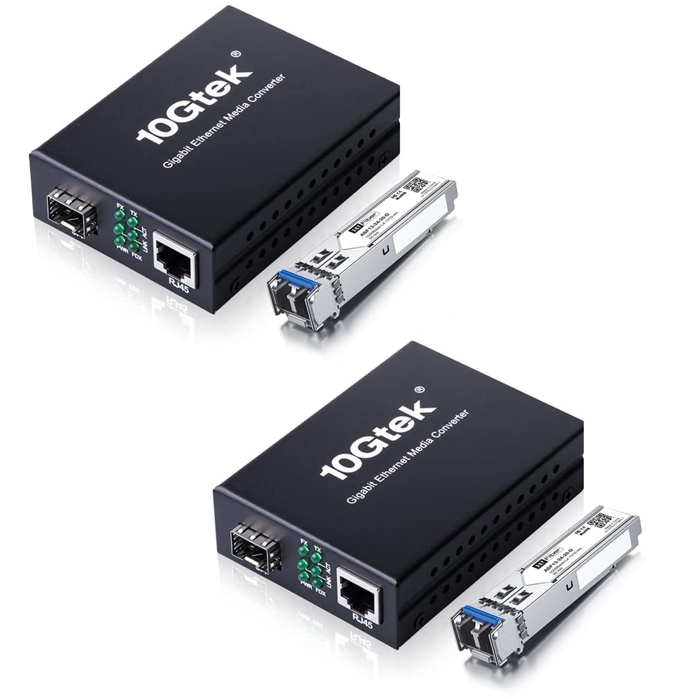 A Pair Of Gigabit Single Mode Lc Fiber Media Converter, With 2 Pcs Sfp Lx Modules, 1.25G/S Fiber To Ethernet Converter, 1000Base