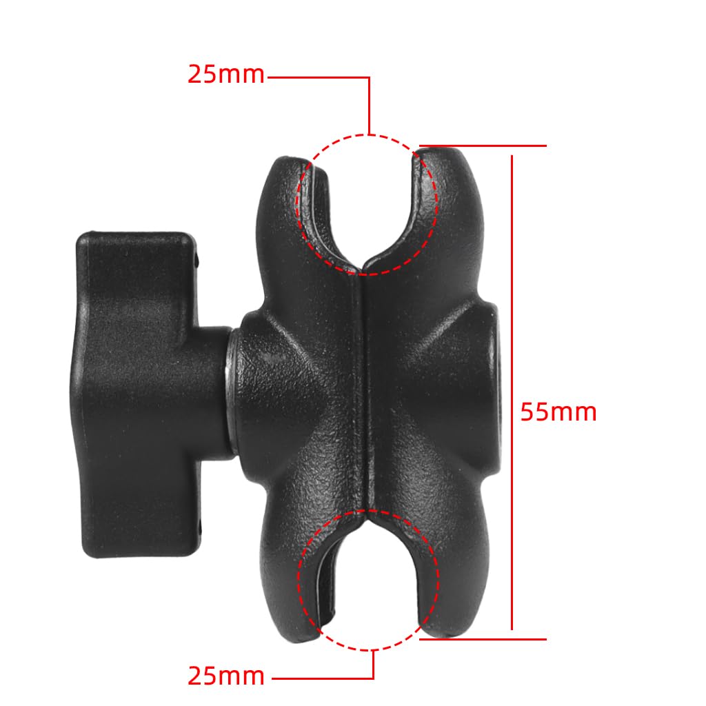 Novelgoal Aluminum Alloy Double Socket Arm For 25Mm/1 Ball Head Holder Mount Clamp Compatible With Ram Bicycle Motorcycle Came