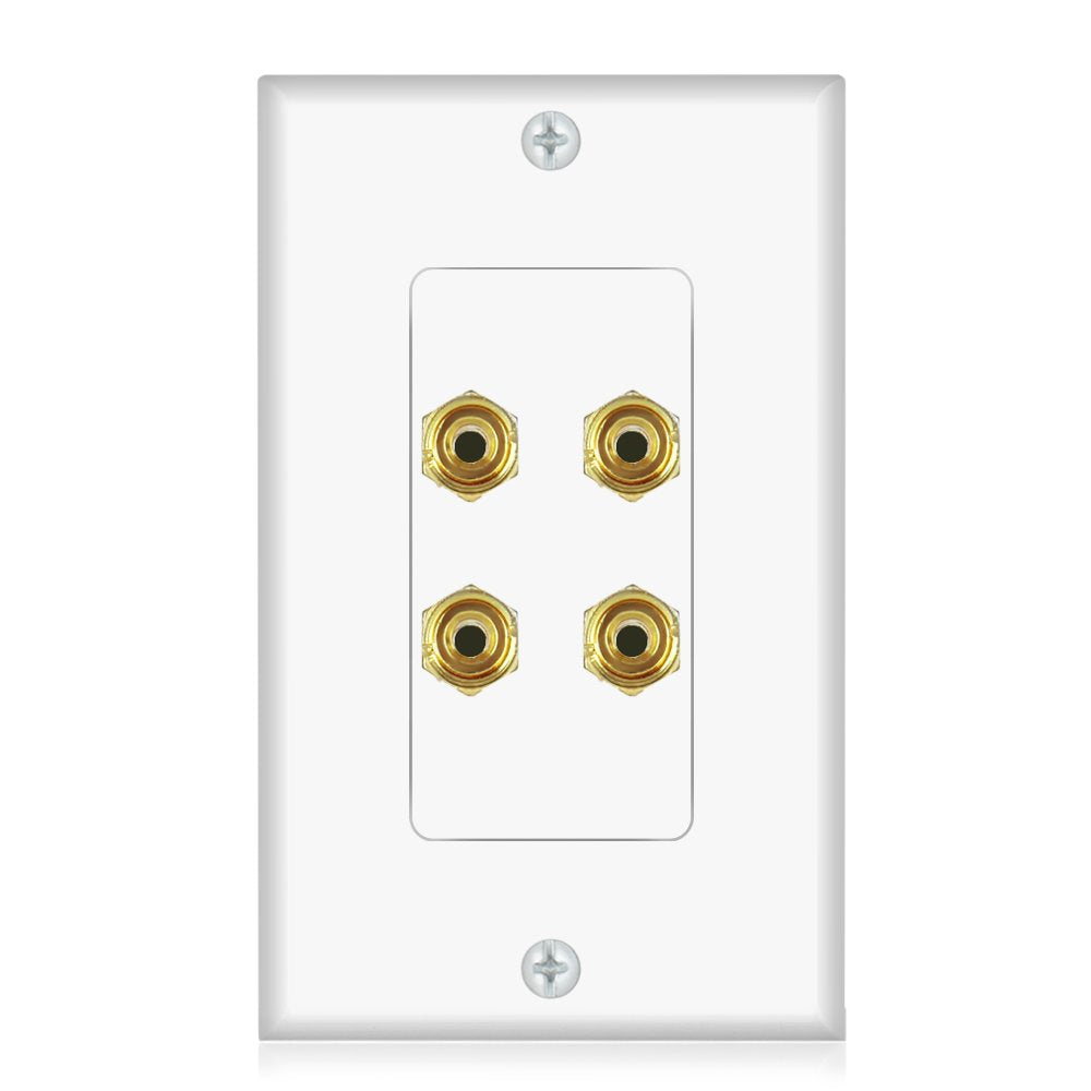 Icespring Banana Binding Post Two Piece Coupler Inset Wall Plate For 2 Speakers Standard Single Gang White