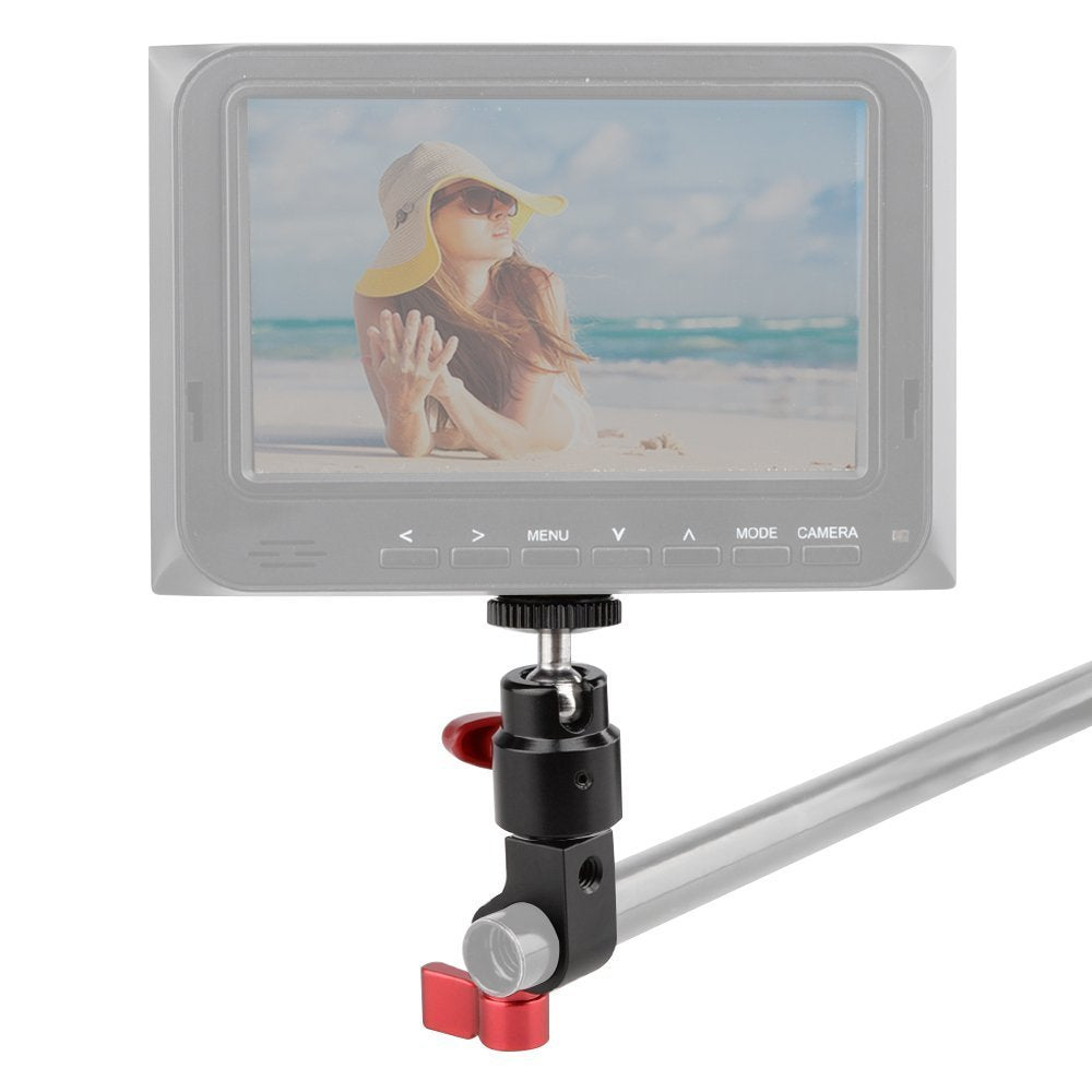 Camvate 15Mm Rod Clamp & Ball Head Mount Adapter With 1/4'' 20 Thread To Attach Diy Accessories(Red, 2 Pieses)   1783