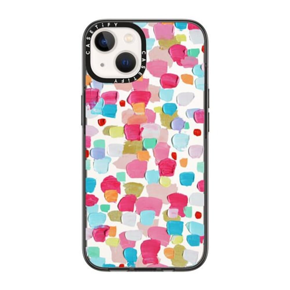 Casetify Compact Iphone 14 Case [2X Military Grade Drop Tested / 4Ft Drop Protection]   Magenta Confetti   Clear Black