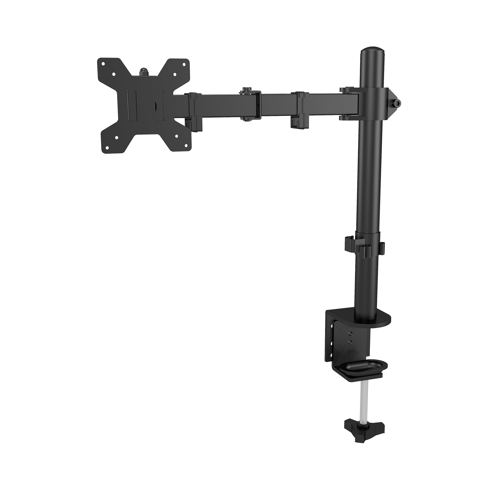 Bonkaso Adjustable Single Arm Monitor Stand For Desk | Alloy Steel Durable Mount For 1327 Screens | 360 Rotation, Height Adjust