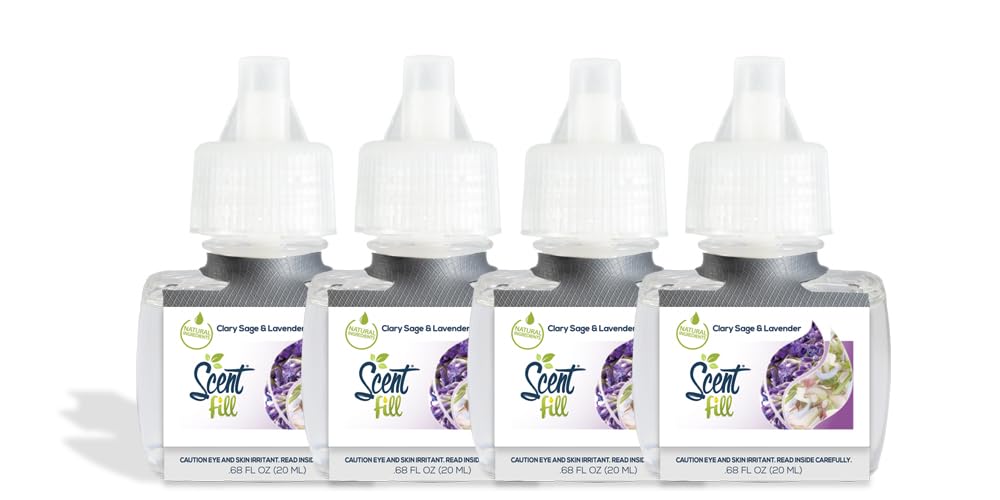 Scent Fill Clary Sage & Lavender Blend Plug In Air Freshener, 4 Scented Oil Refills