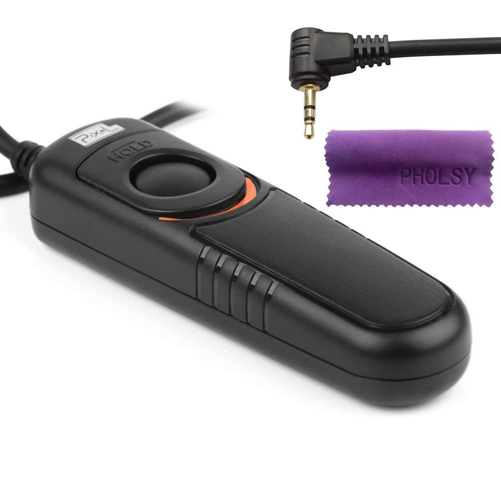 Pixel Remote Shutter Cable E3 Compatible with Canon, Pentax, Contax, Sigma Cameras with Pholsy Screen Cleaning Cloth, Replaces R