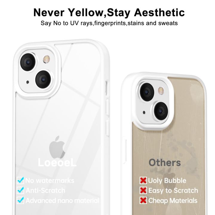 Loeoel For Iphone 15 Plus Case Clear, Transparent Hybrid 15 Plus Phone Case [Hard Plastic & Soft Silicone Bumper] Acrylic Non Ye