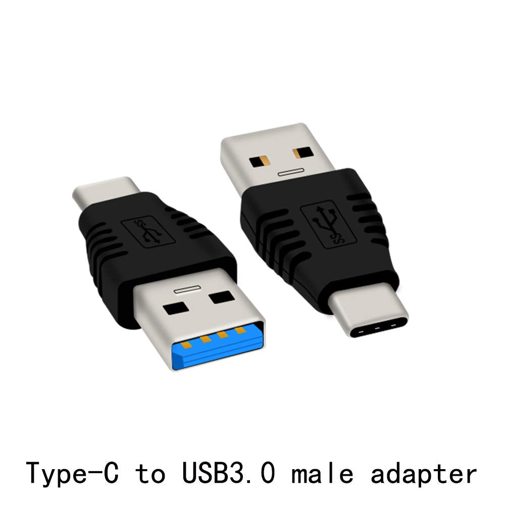 rgzhihuifz Type-C Male to USB 3.0 Male Adapter 5Gbps Data Charging Black 2-Pack