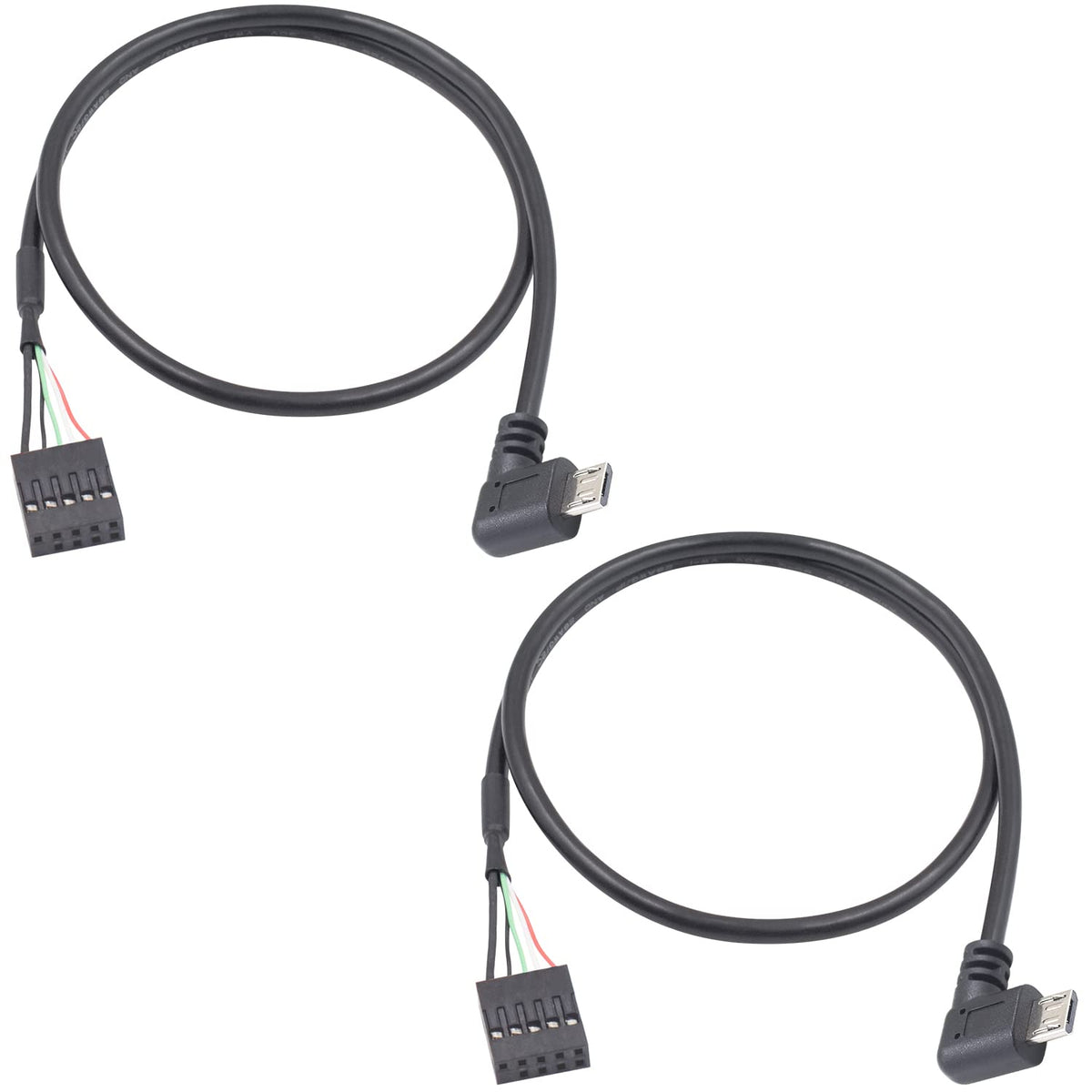 Duttek Usb Header To Motherboard Cable, 90 Degree Angled Micro Usb Male To 9 Pin Female Dupont Extended Cable (2 Pack), 1.65Ft/5