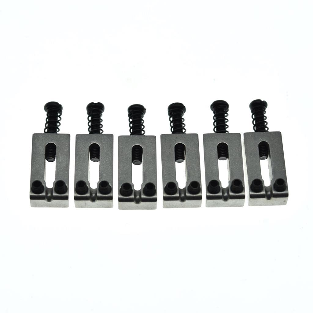 Dopro Pack Of 6 Stainless Steel Guitar Saddles Bridge Saddle 10.5Mm With Black Screws For Strat Tele 6 String Guitar