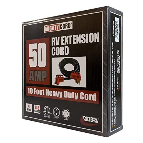 Valterra Mighty Cord    Rv 50 Amp Extension Cord, 10 Foot Power Extension Cord, Red