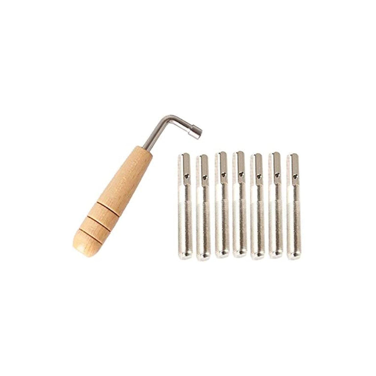 Liyafy 7Pcs Tuning Pins With L-Shape Tuning Wrench For Lyre Harp Strings And Other Primitive Stringed Instruments
