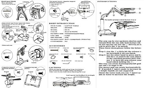 Sunter98 Kesrer01 Full Motion Long Arm Multifunctional Moving Laptop Desk Sofa Bedside Notebook Stand Lazy Lift Rotating Computer Table