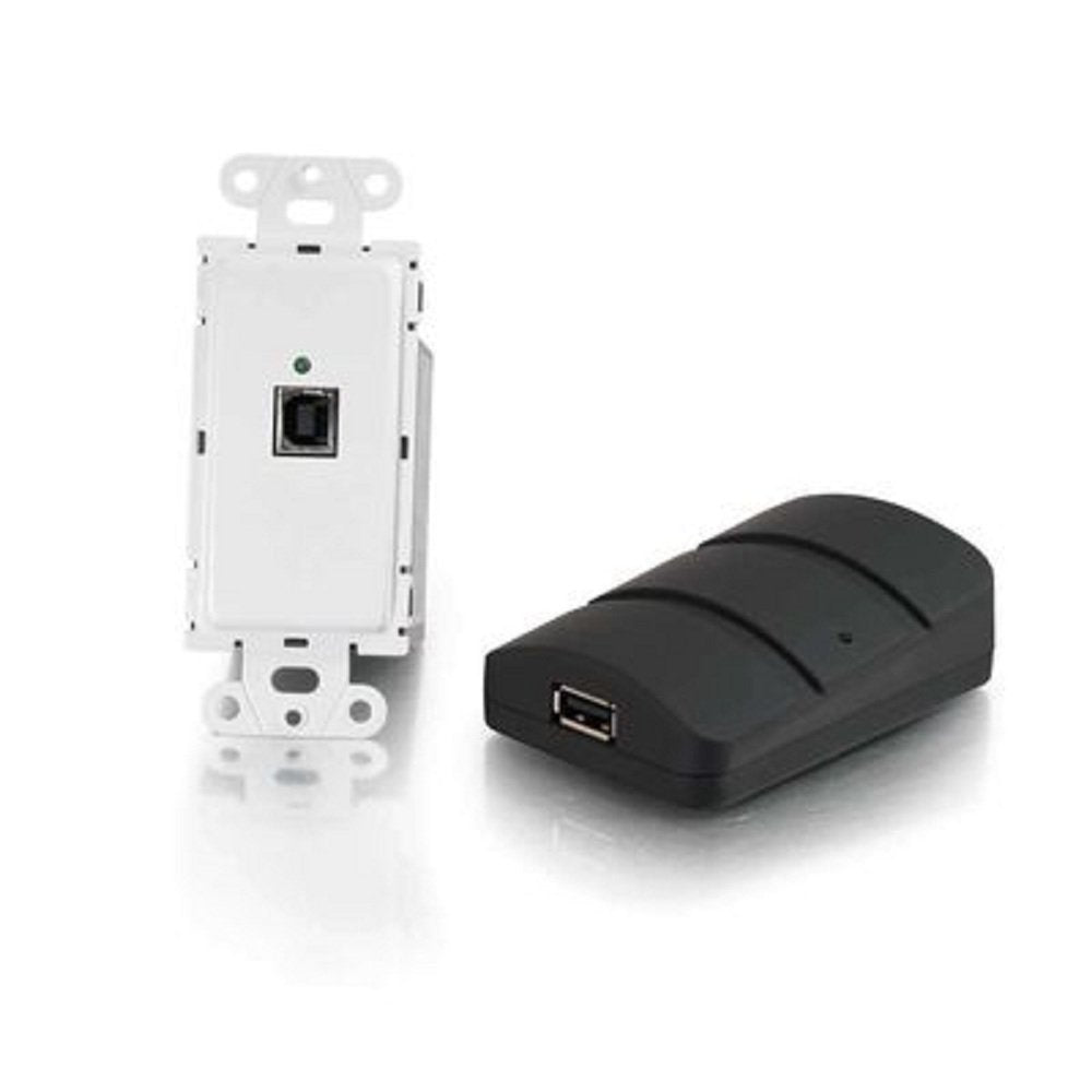 C2G Usb Extender, Dongle, Usb 2.0 Over Cat5, Wall Plate Transmitter To Dongle Receiver Kit, Black, Cables To Go 53878