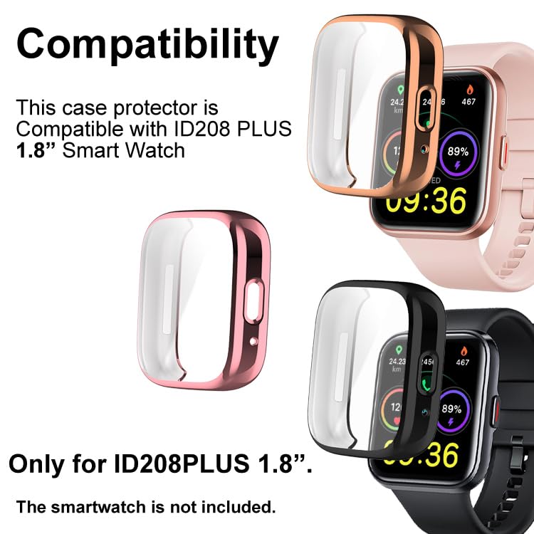 Smaate Watch Cases Compatible With Id208 Plus 1.8    Enomir Fitpolo Quican Tensky Veryfit Smart Watch, Tpu Case With Screen Prot