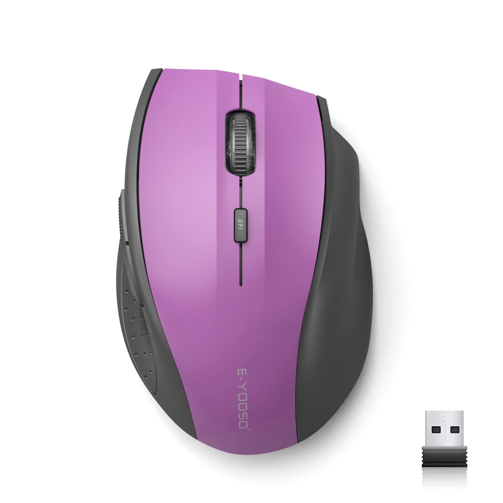 E Yooso Wireless Mouse, Computer Mouse 18 Months Battery Life Cordless Mouse, 5 Level 2400 Dpi, 6 Button Ergo Wireless Mice, 2.4