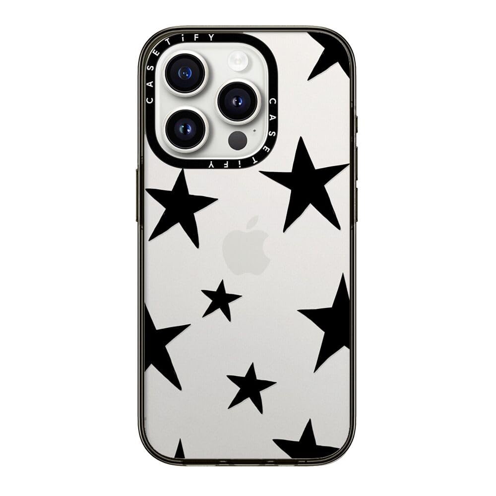 Casetify Compact Case For Iphone 15 Pro [2X Military Grade Drop Tested / 4Ft Drop Protection]   Stars Black   Clear Black