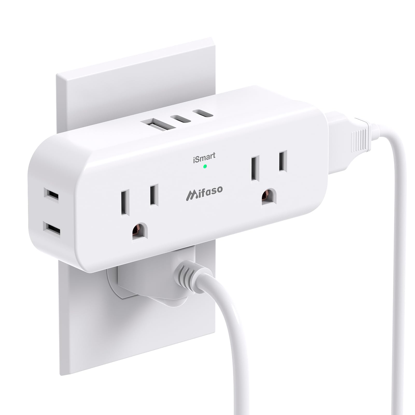 Outlet Extender, 4 Outlet Extension With 1 Usb A 2 Usb C Wall Charger, Multi Plug Outlet Splitter, Electric Wall Outet Expander