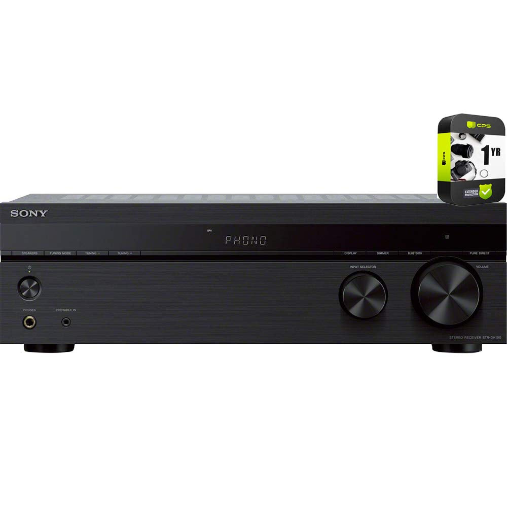 Sony Strdh190 2 Ch Stereo Receiver With Phono Inputs And Bluetooth Bundle With 1 Yr Cps Enhanced Protection Pack