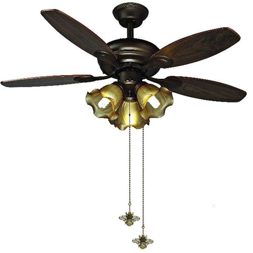 Hyamass 2Pcs 12 Inch Vintage Queen Bee Charm Pendant Ceiling Fan Danglers Fan Pulls Chain Extender With Ball Chain Connector