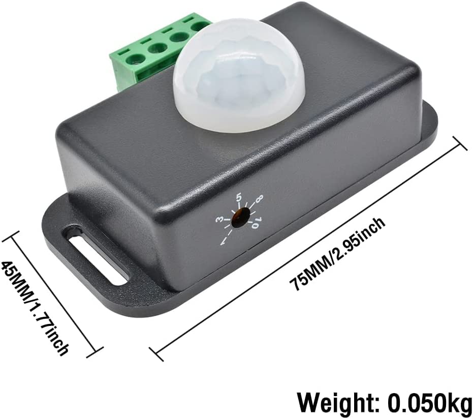 3 Pack Pir Motion Sensor,Aideepen Dc 12V Pir Motion Sensor 8A Body Motion Sensor Pir Switch Automatic With Motion Sensor Black