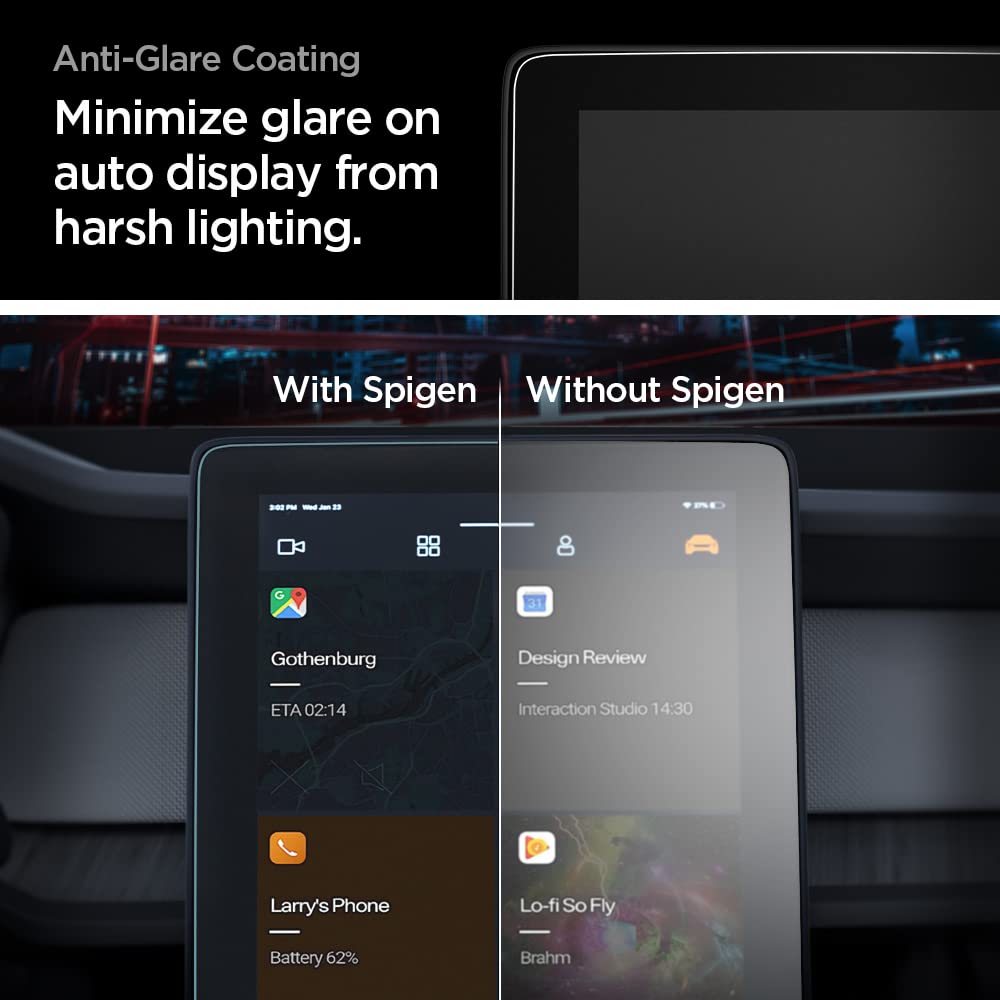 Spigen Tempered Glass Screen Protector [Glastr Ez Fit] Designed For Polestar 2 (2021/2022/2023/2024/2025) 11.2 Inch Dashboard Touchscreen   Matte/Anti Finger Print