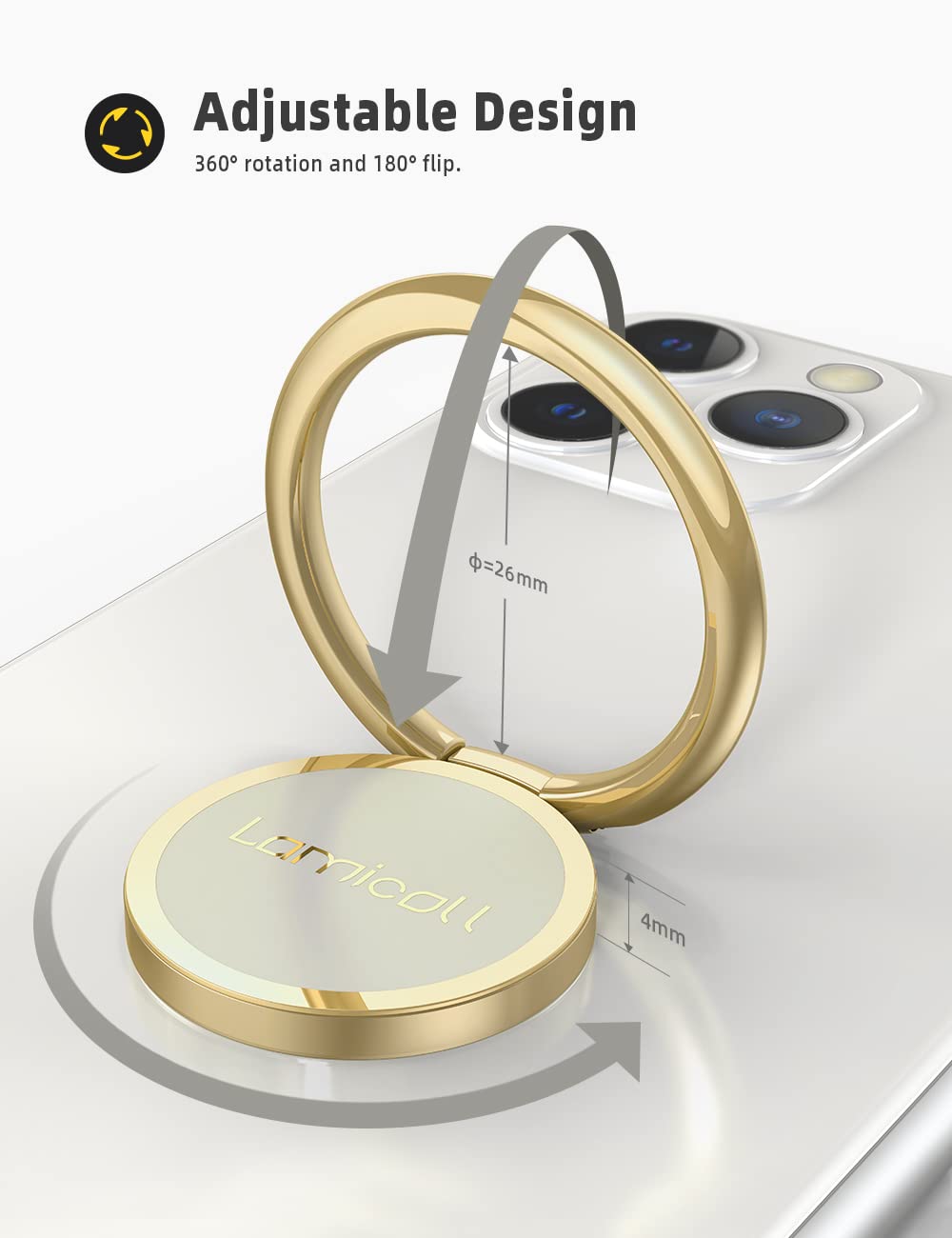 Phone Ring Holder, Lamicall Finger Ring Stand : Universal Cell Phone Cradle Kickstand Compatible With Iphone 13 12 11 Pro Xs Max