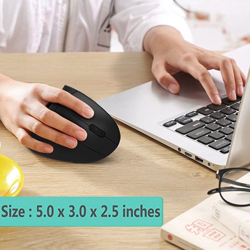 Lekvey Ergonomic Mouse, Wireless Mouse 2.4 Ghz Optical Vertical Wireless Mice : Levels 6 Buttons, For Laptop, Pc, Computer, Desktop, Notebook Etc, Black