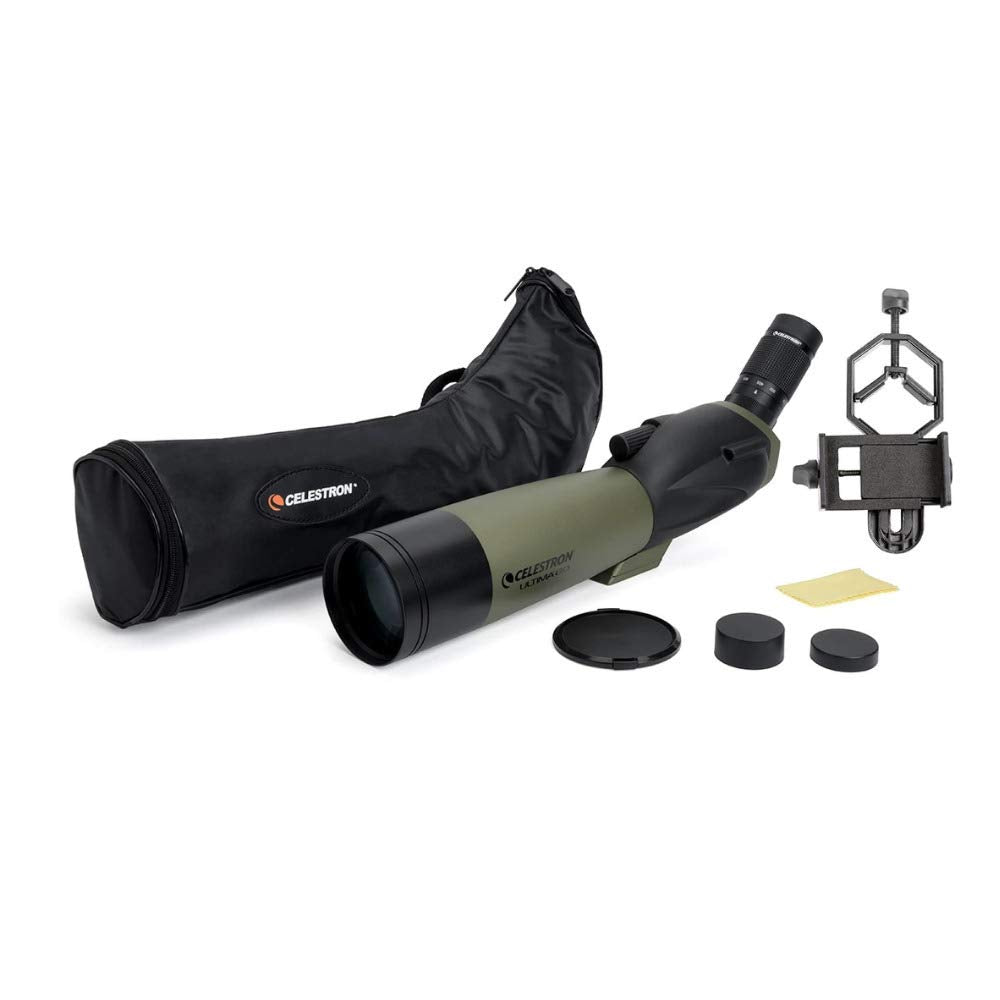Celestron   Ultima 80 Angled Spotting Scope   20 60X Zoom Eyepiece   Multi Coated Optics For Bird Watching, Wildlife, Scenery An