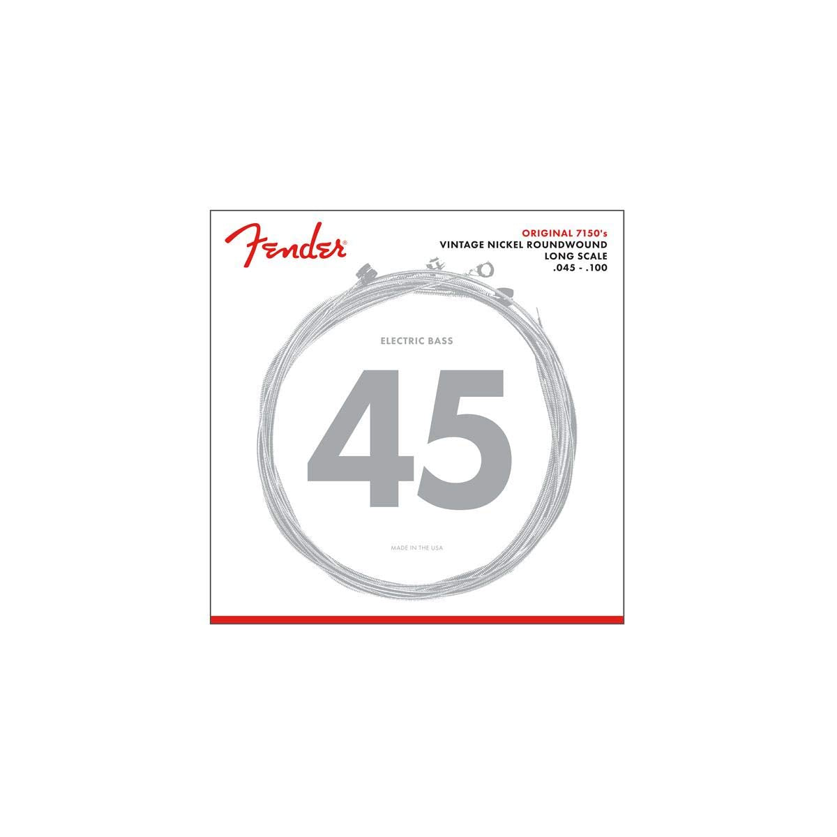Fender Original 7150 Bass Strings, Pure Nickel Roundwound, Long Scale, 7150Ml .045-.100