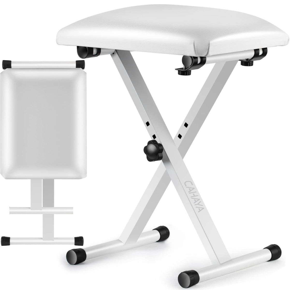 CAHAYA Piano Bench X-Style Adjustable Height Keyboard Bench Padded Key ...