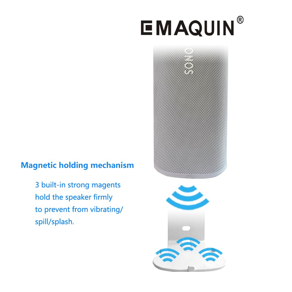 Emaquin Wall Mount Bracket For Sonos Roam 2/Sonos Roam/Sonos Roam Sl(Drill Free,Sturdy Metal,Enduring Paint Finish,Easy Install