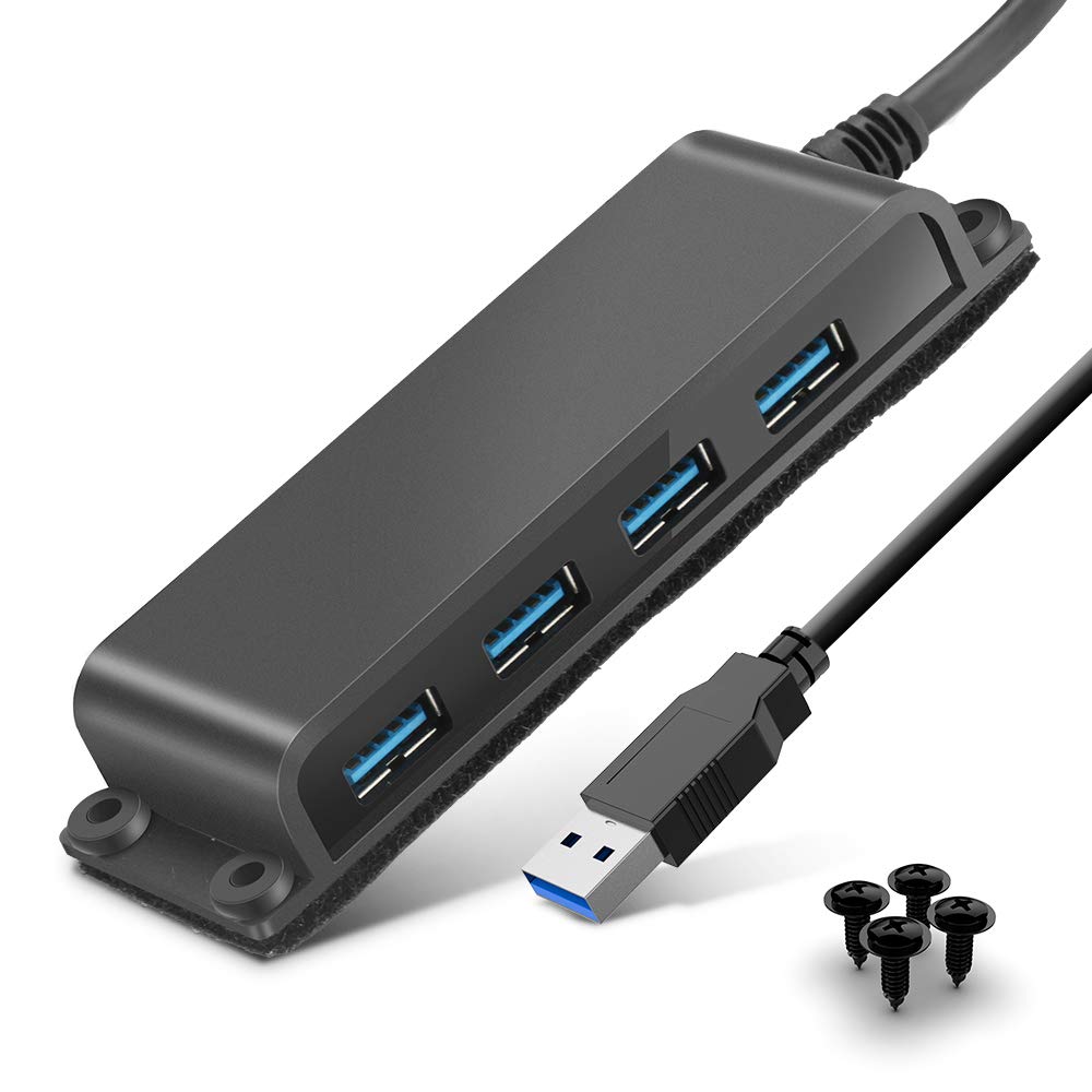 4 Port Usb 3.0 Portable Desk Hub,Fixable Usb Data Hub 3.0 With 3.3Ft/100Cm Cable For Macbook, Mac Pro/Mini, Imac, Xps, Surface Pro, Notebook Pc, Usb Flash Drives, Mobile Hdd,Computer And More