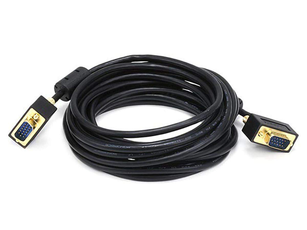 Monoprice 15Ft Ultra Slim Svga Super Vga 30/32Awg M/M Monitor Cable W/ Ferrites (Gold Plated Connector)