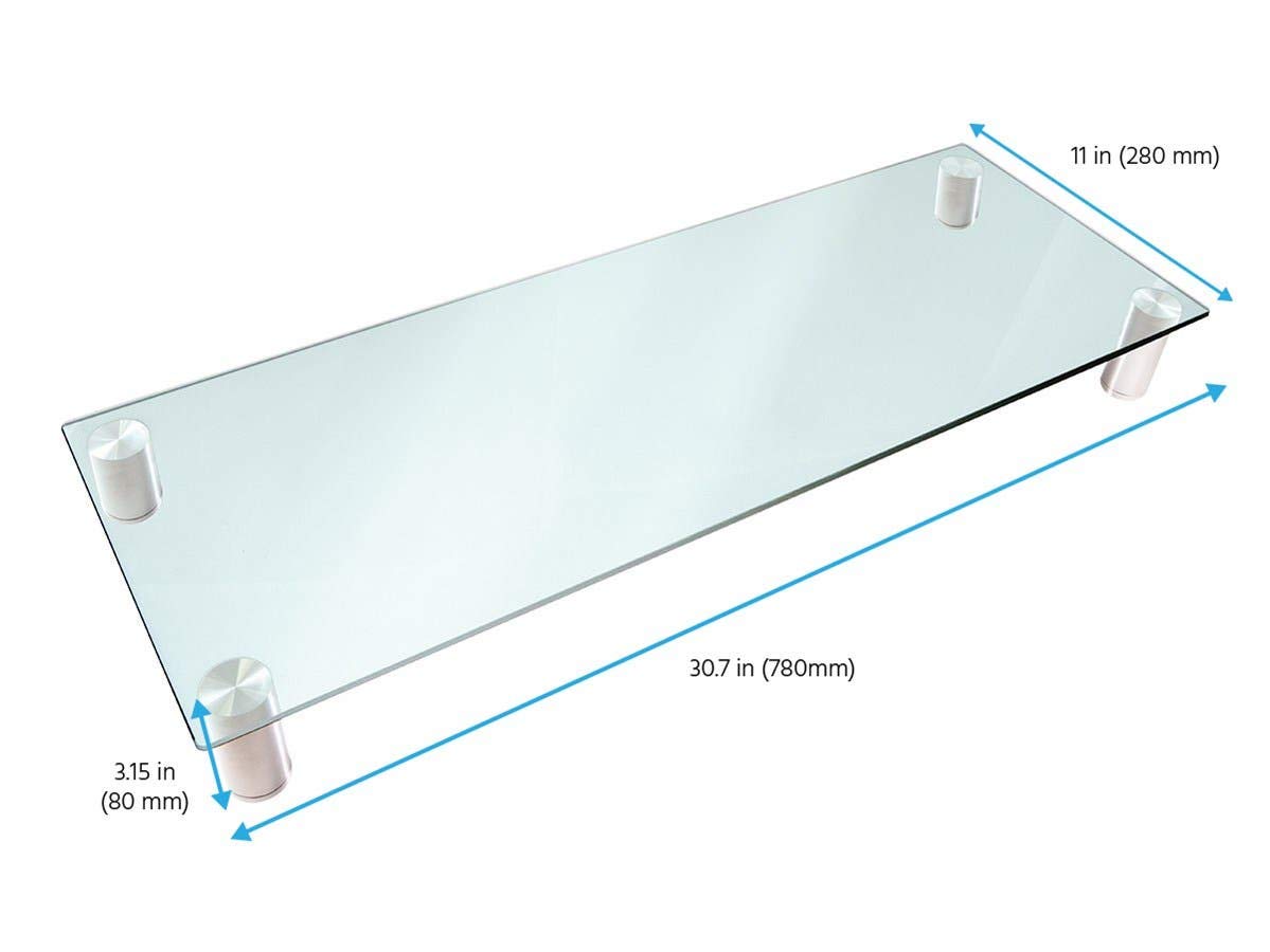 Monoprice 116356 Multimedia Riser Desktop Monitor Stand   Clear Glass, Large 30.8 X 11 Inches   Workstream Collection, 30.8'' X