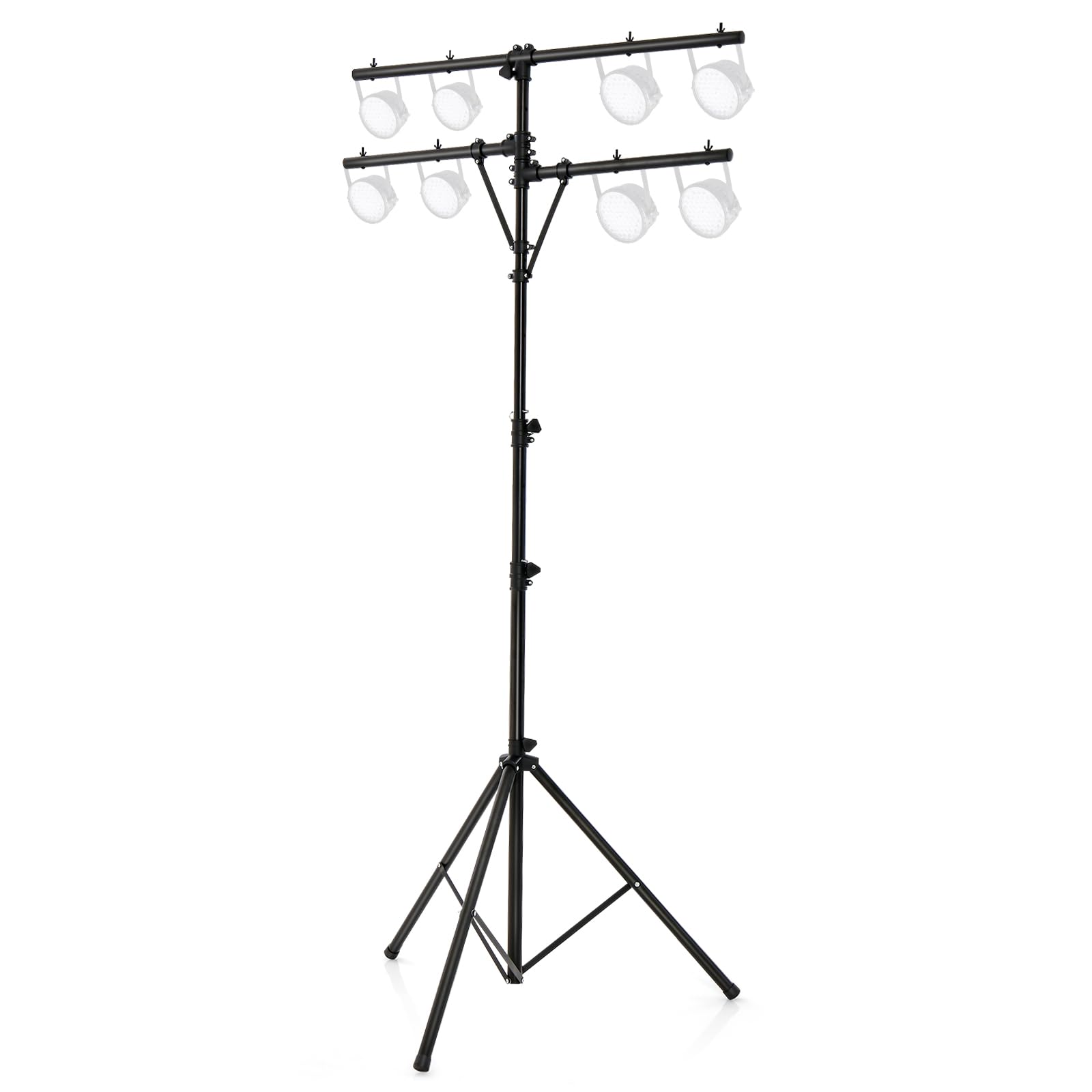 S AFSTAR Pro Audio Tripod, Multi Arm Tripod w/ 6.1-11.5 FT Adjustable Height, Portable T Bar Lighting Stand w/ 100 LBS Capacity,