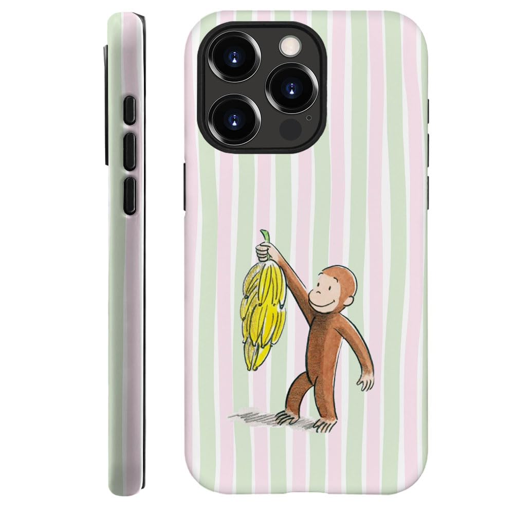 Case for iPhone 16 Pro - [Drop Protection Phone Cover] - Hybrid Case for Girl Women - Funny Monkey Stripes 03