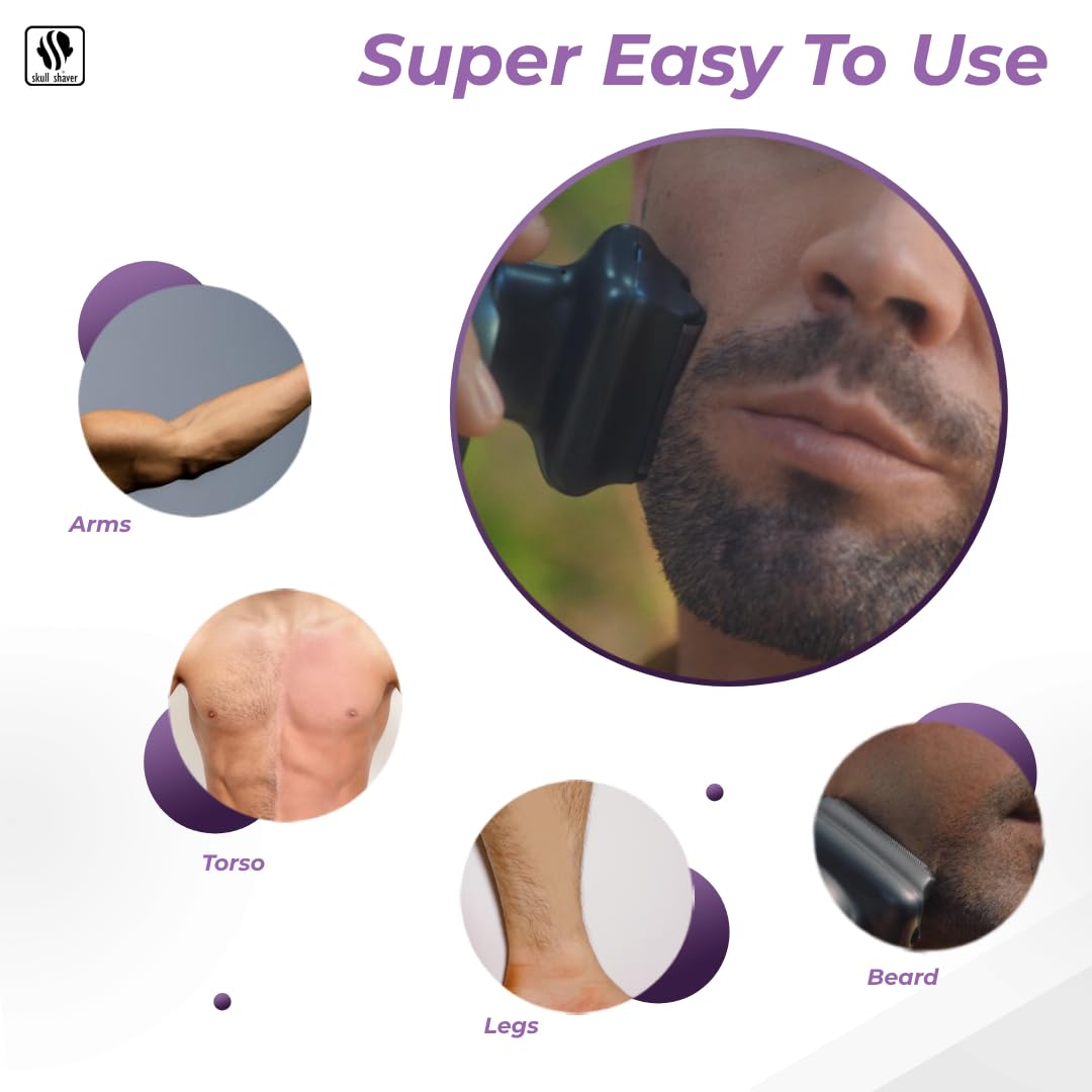 Skull Shaver One Lion Gold Pro Face Shaver For Men   Electric Shaver With Stepped Twin Foil, Ideal Holiday Gift For Men