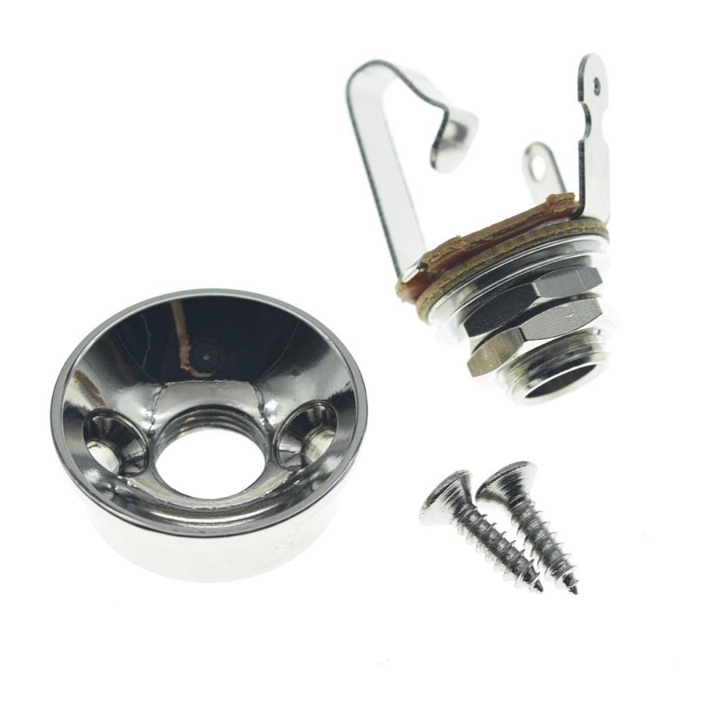 Dopro Nickel Electric Guitar Jackplate American Thread Brass Electrosocket Jack Plate With Nickel Brass Mono Output Jack And Scr