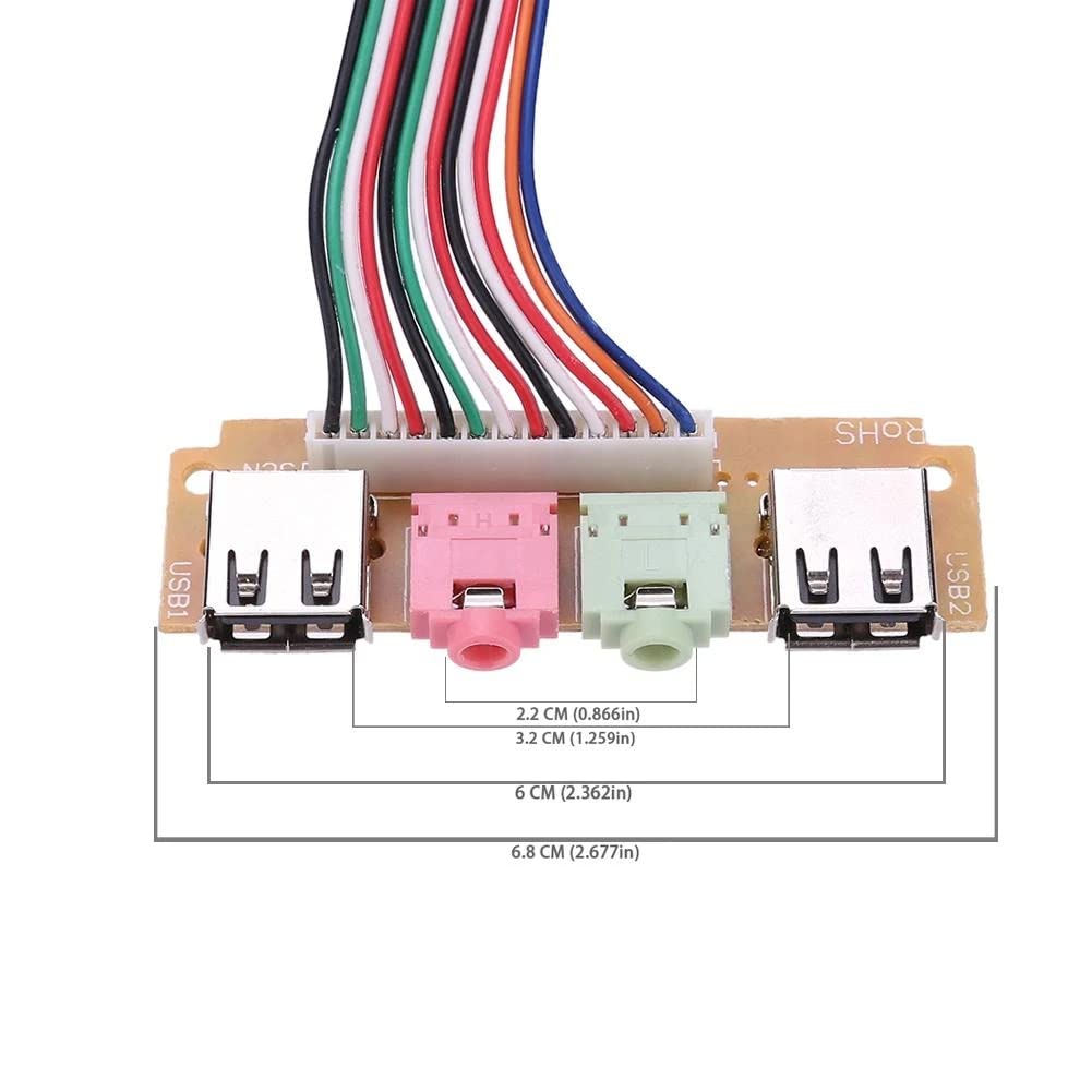 Thtrht 2 Pack Usb + Audio Front Panel Interface Port Pc Computer Chassis Case Desktop Extension Cable 9 Pin Connector For 3.5Mm