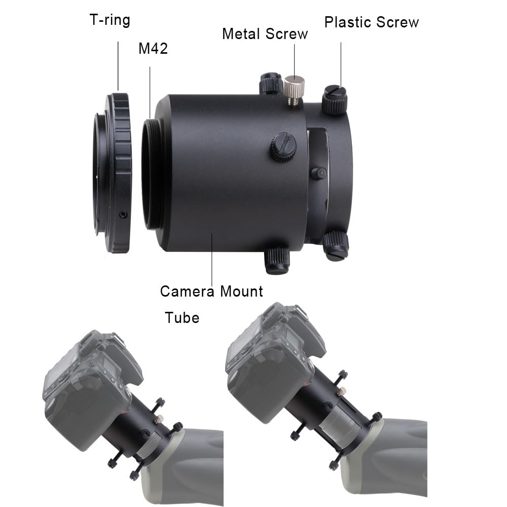Starboosa Adjustable Extension Spotting Scope Camera Adapter Mount   For Canon Slr Cameras   Includes T Ring   Perfect For Birding And Photography