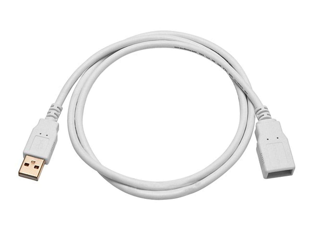 Monoprice 3 Feet Usb 2.0 A Male To A Female Extension 28/24Awg Cable (Gold Plated), White (108605)