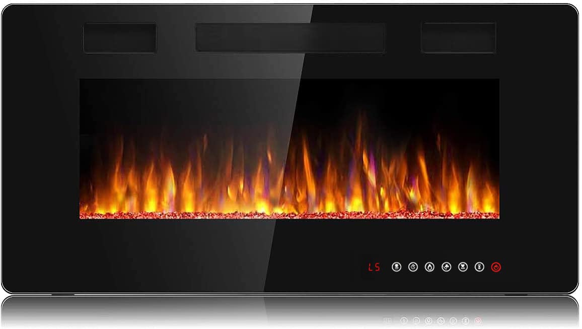 Bossin 30 Inch Ultra Thin And Silence Linear Fireplace, Recessed Electric Fireplace And Wall Mounted & In Wall Fireplace, Adjust