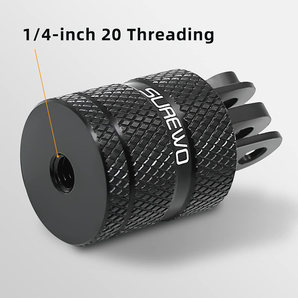 Aluminum 1/4 Inch 20 Camera Mount, 360 Degree Rotation Tripod Mount Adapter Compatible With Gopro Hero 13/12 Black, Hero 11/10/9/8/7/6 Black,Dji Action4/3, Xiaoyi 4K And Other Standard 1/4 Accessories